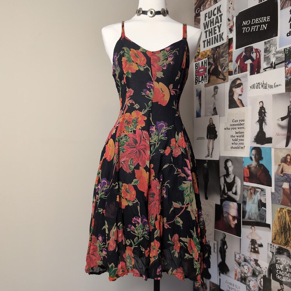 Floral Print Sleeveless Midi Vintage Dress
